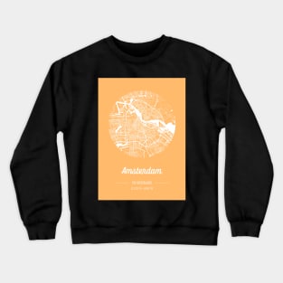 City map in golden yellow: Amsterdam, The Netherlands, with retro vintage flair Crewneck Sweatshirt